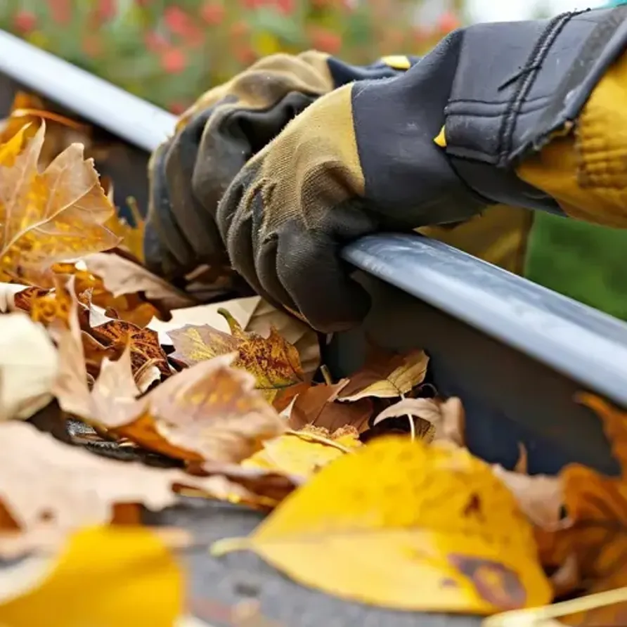 Leaves in a house gutter in DeSoto County, MS
