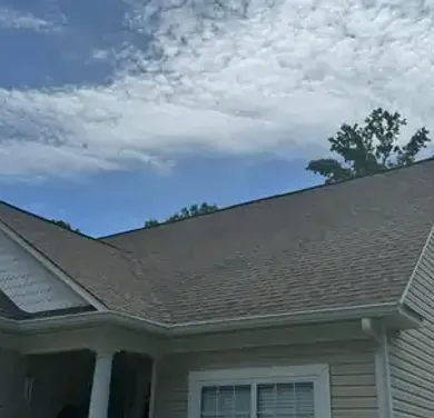 Clean roof after pressure washing