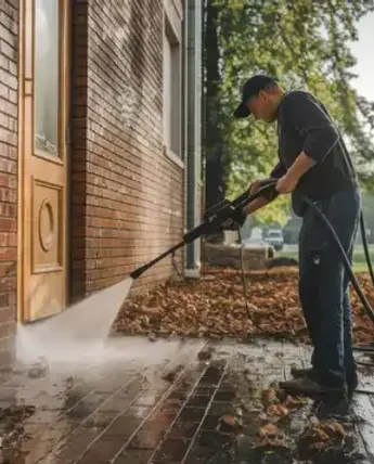Pressure washing house siding